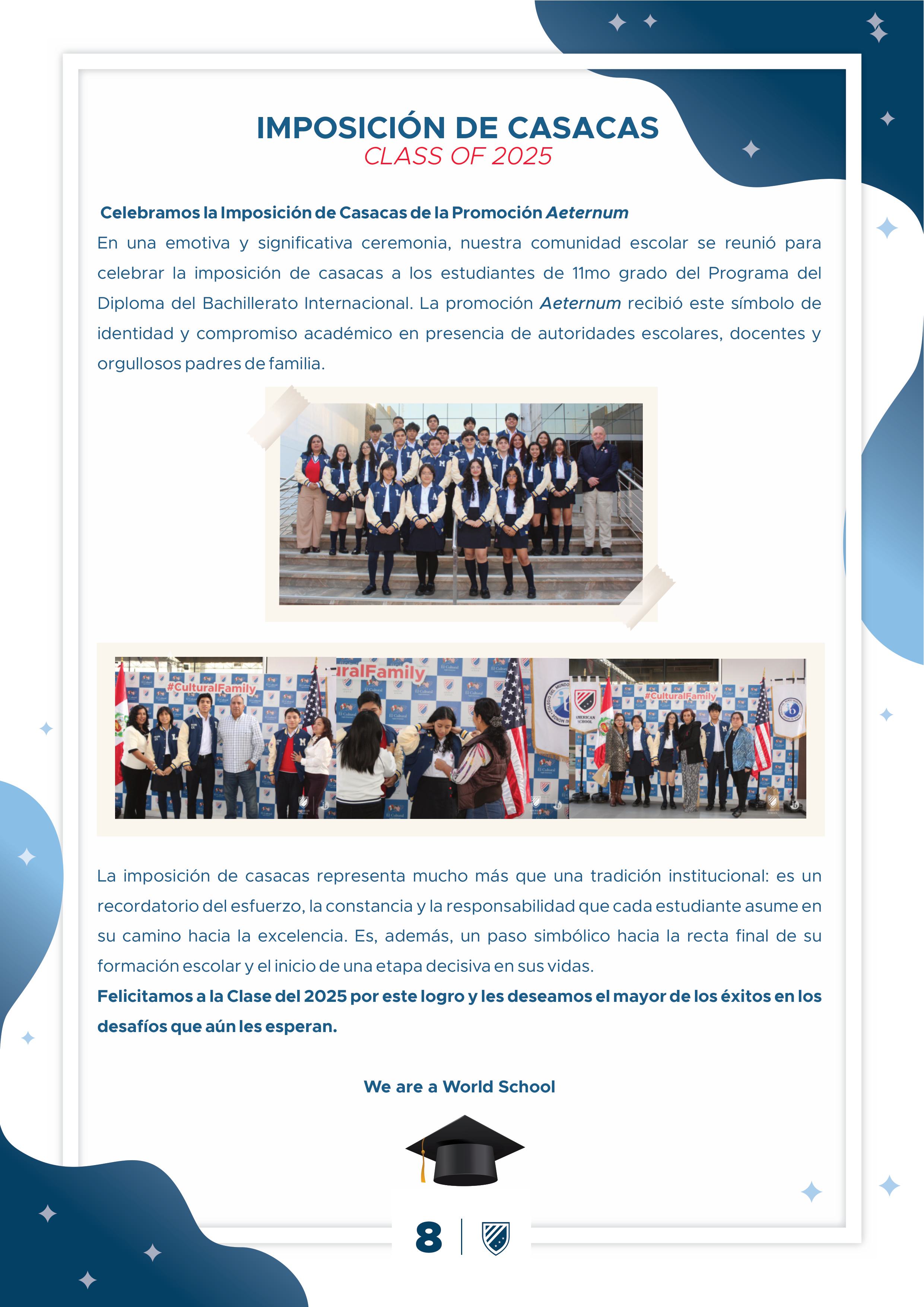 Presentamos la 10 edición de nuestro boletín institucional, correspondiente al mes de mayo 2025.  We are a American School!