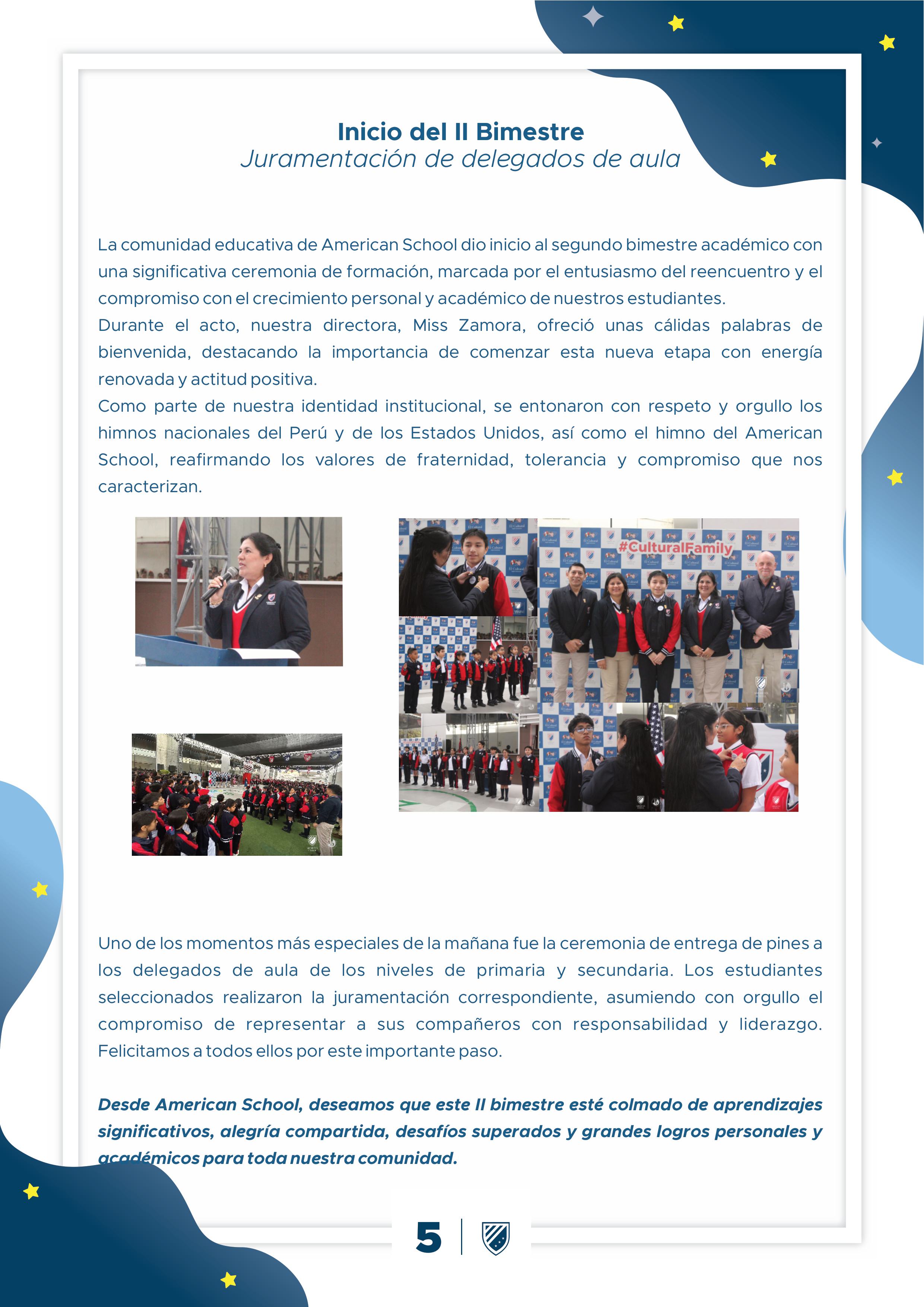 Presentamos la 10 edición de nuestro boletín institucional, correspondiente al mes de mayo 2025.  We are a American School!